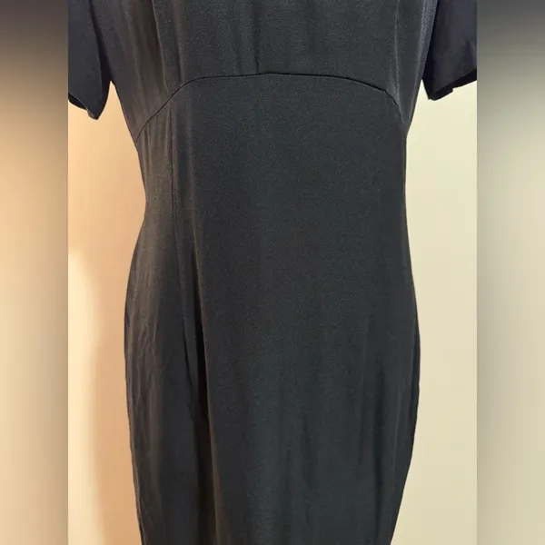 EUC Vintage John Roberts Black and Gold Long Midi Dress w/ shoulder pads size 10 - Image 3