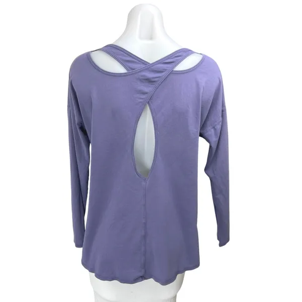 Lululemon Back Into It Purple Blue Knit Long Sleeve Cross Back Shirt Top Size M - Image 2
