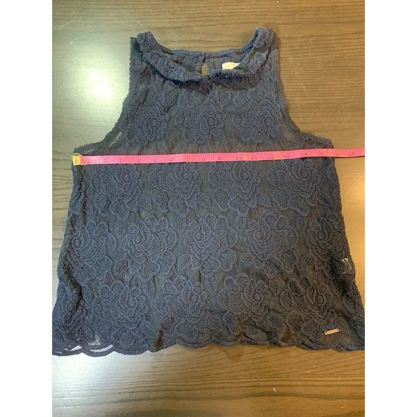 Abercrombie & Fitch‎ Whimsygoth Blue Floral Crochet Lace Sheer Tank Cottagecore - Image 8