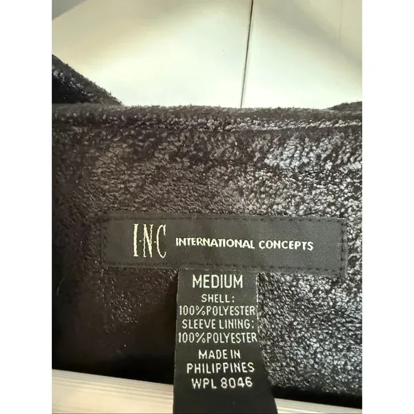 INC international concepts faux leather sheen asymmetrical jacket M - Image 3