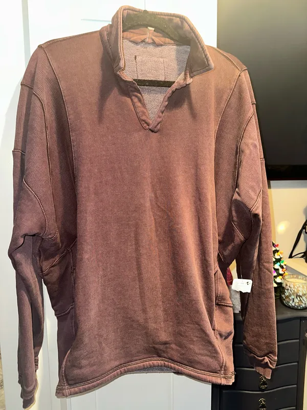 NWT FREE PEOPLE Work It Out Pullover - Black Walnut - Image 4