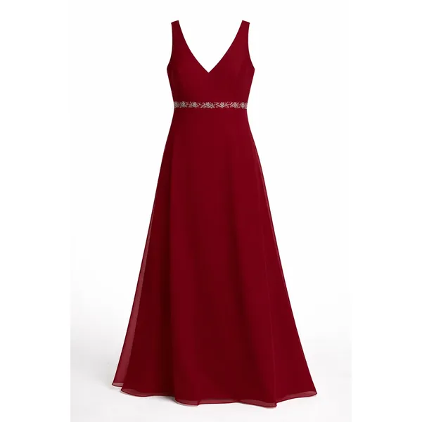 1990s Y2K Michaelangelo Red Beaded Chiffon Evening Gown size 8 - Image 2