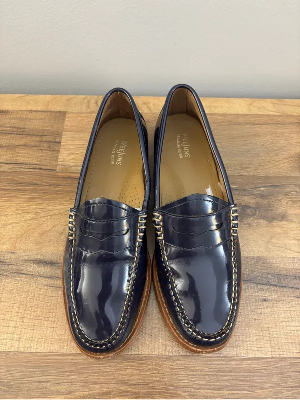 G.H. Bass & Co. Patent Leather Penny Loafers Navy Blue Women’s - Image 4