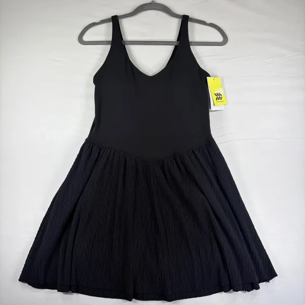 All in Motion Black Pleated Active Dress‎ V-Neck Built-in Shorts Pockets Small - Image 2