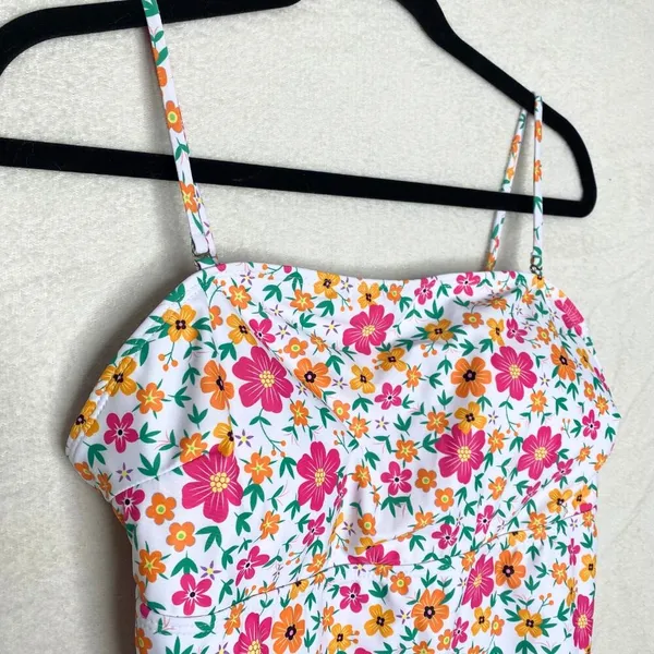 SHEIN Ditsy All Over Floral Print Padded One Piece Swimsuit XL Women's White - Image 2