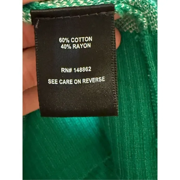 Torrid Cardigan Open Front Sweater Green White Checkered Print Sz 0 (L)‎ - Image 7