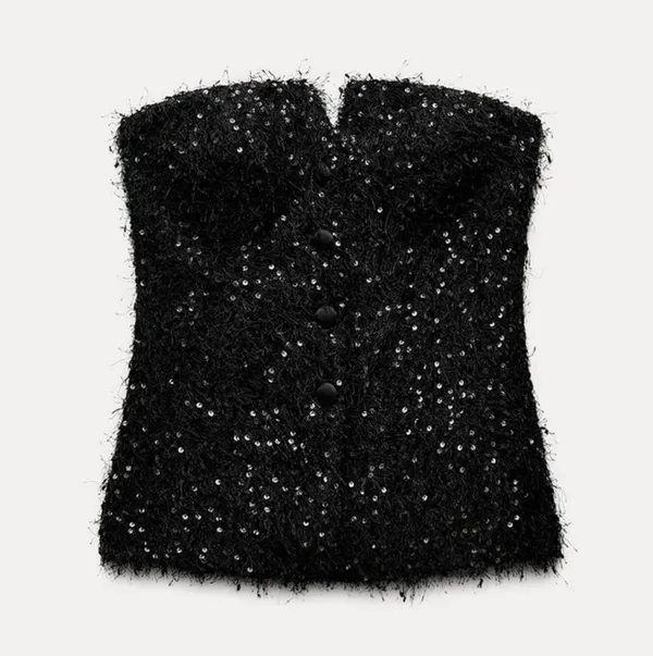 ZARA Fringe and Sequin Bustier Top - Image 6
