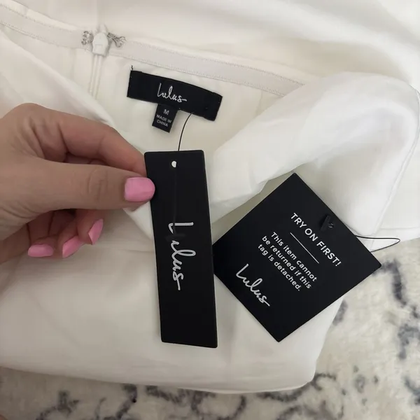 Lulus Festive Occasion White Ruched Strapless Bodycon Mini Dress Size Medium NWT - Image 6