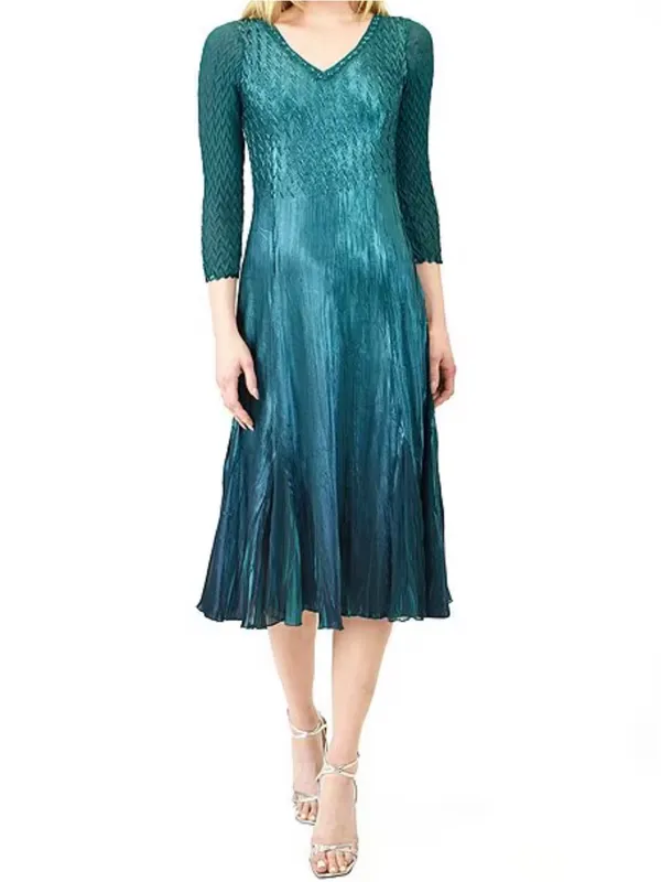 Komarov Beaded Neck Chiffon Charmeuse Midi Dress Purple Large NEW $335 - Image 12