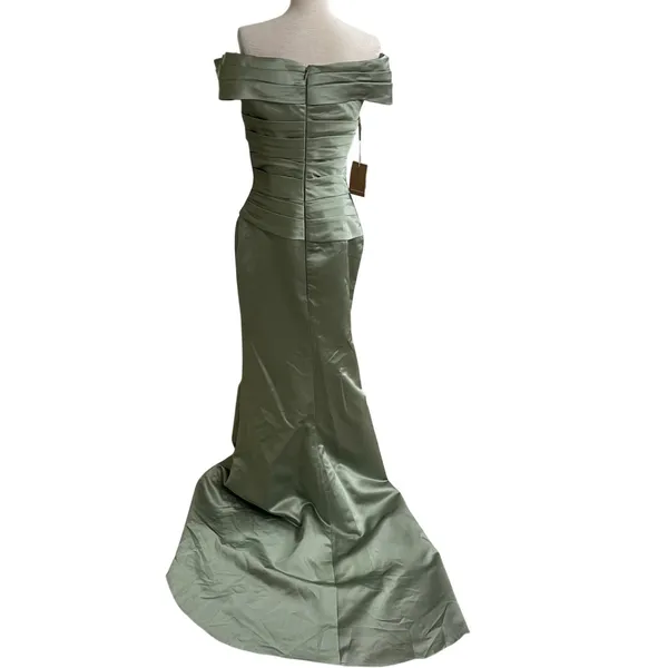 Missacc nwt sz 2-4??Off Shoulder Evening Gown Dress Green Sleeveless‎ Maxi - Image 4