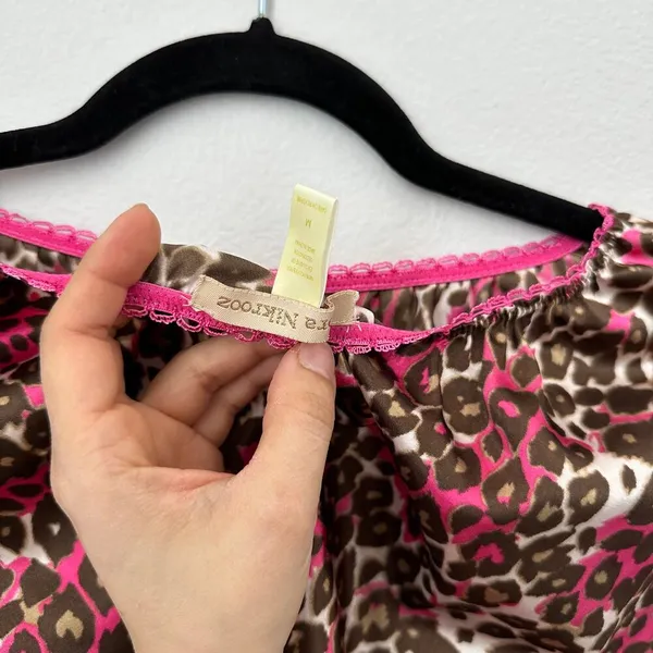 Flora Nikrooz Pink brown lace leopard print nighty lingerie Set - Image 7