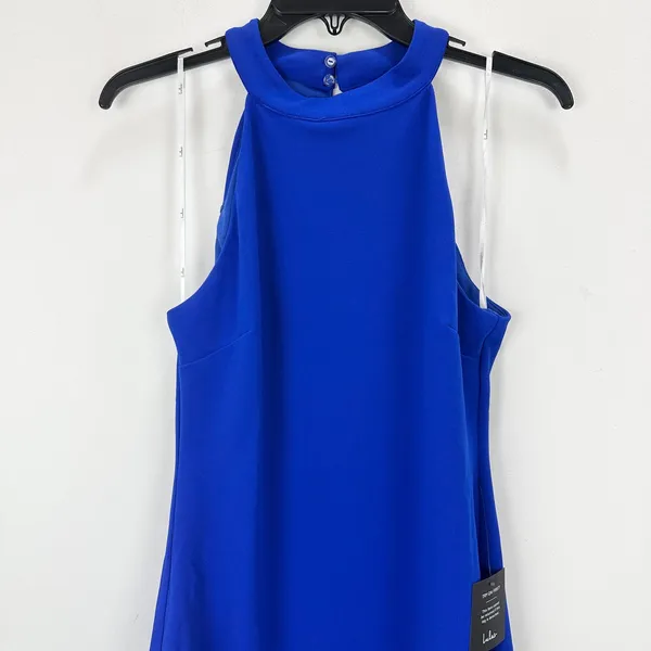 Lulus All About Dancing Royal Blue Halter Ruffled Mini Dress Party Large NWT - Image 6
