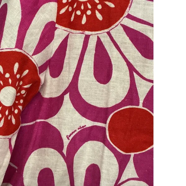 Farm Rio Pink Red Giant Daisy Floral Linen Blend Button Down Shirt Small - Image 11