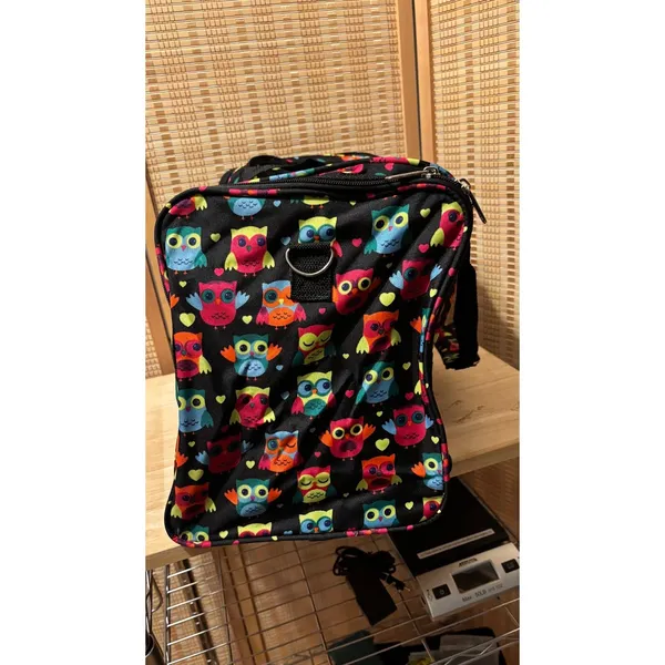 & Other Stories Adorable Colorful Owl pattern zippered weekender tote duffel gym bag - Image 4
