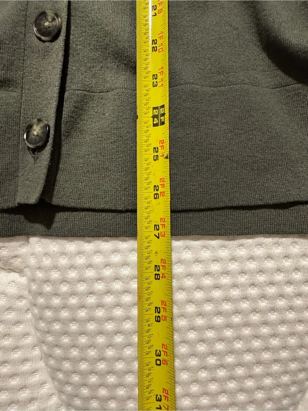 LOFT Olive-Gray V-Neck Button Cardigan - Image 6
