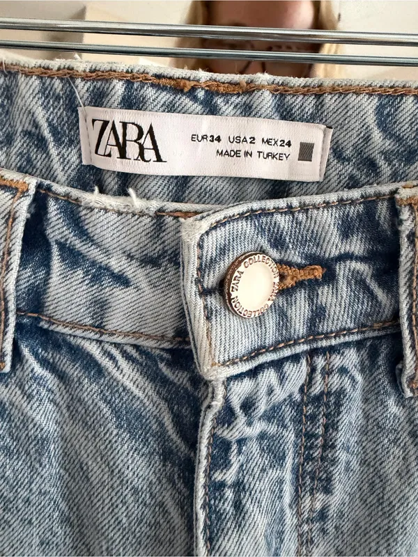 Zara Light Blue Distressed High-Rise Straight Jeans - Image 5