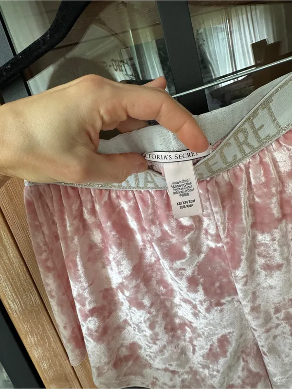Victoria’s secret boxer pajamas shorts crushed velvet elastic micro glitter - Image 2
