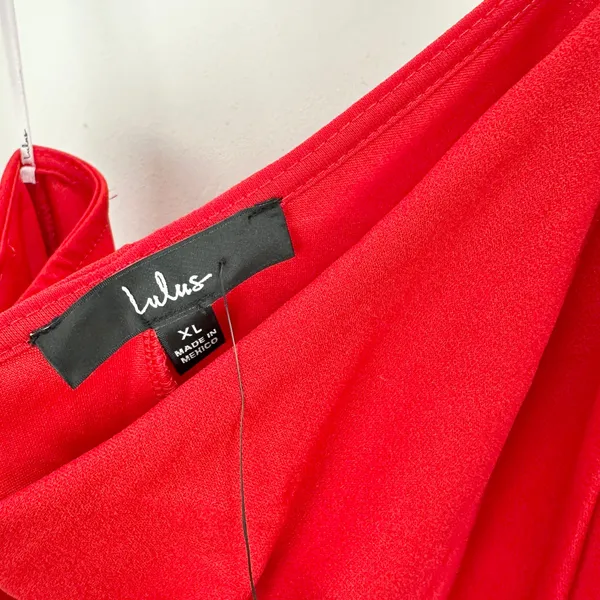 Lulus Keeper of My Heart Red One-Shoulder Maxi Dress Formal Stretch XL NWT - Image 7