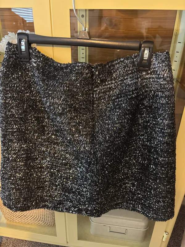 Hutch Tinsel Anthropologie Skirt Black Silver - Image 6