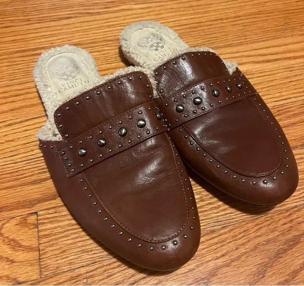 Vince Camuto Leather Studded Mules - Alvintal Size 10 - Image 2