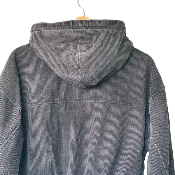 BDG Urban Outfitters S Cropped Corduroy Jacket Women's Black Hooded 90s Y2K - Image 7