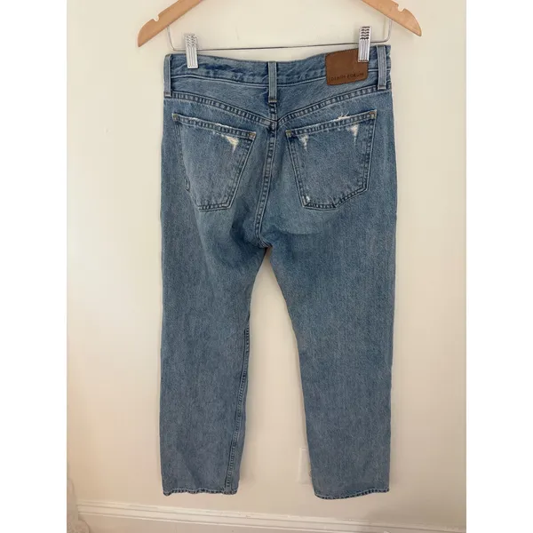Denim Forum The Comfy Low Rise Loose Jeans 25‎ 30L Medium Wash Blue Distressed - Image 3