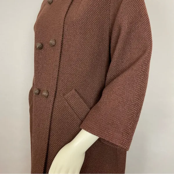 Vintage 60s Meier &‎ Frank Brynwood Coat Women Brown Retro Boxy Mod Union Label - Image 8