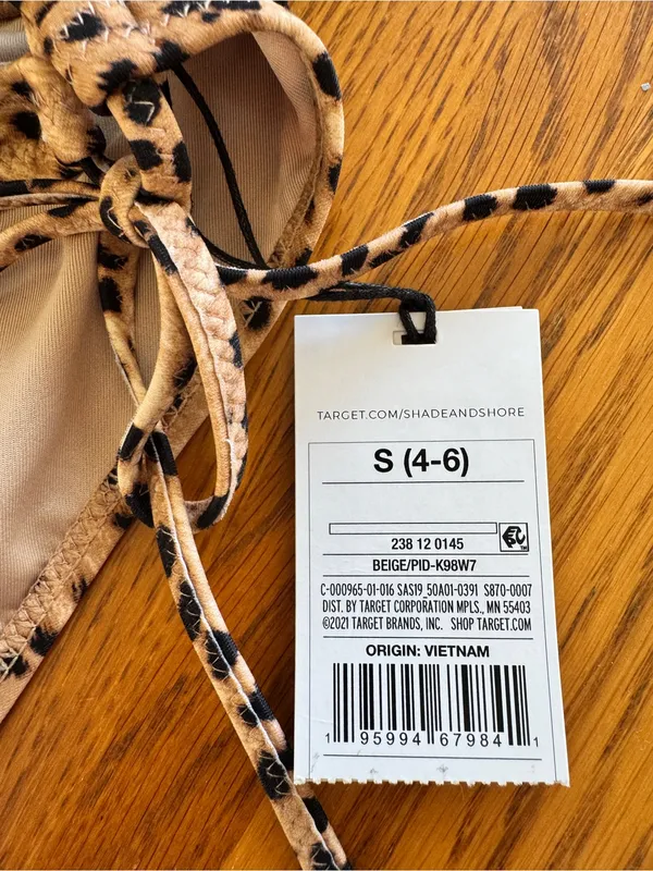 NEW Target Shade & Shore Animal cheetah Print Top 34C Animal Tie Bottom Cheeky S - Image 2