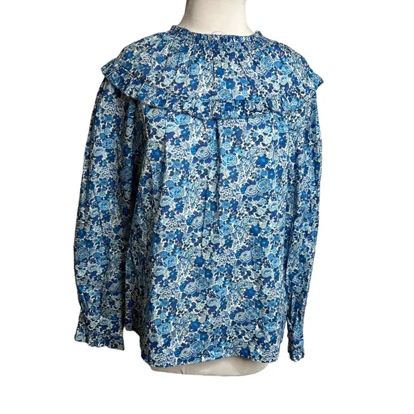 J. Crew Smocked Popover Top in Liberty Elysian Day Floral‎ Sz S - Image 3