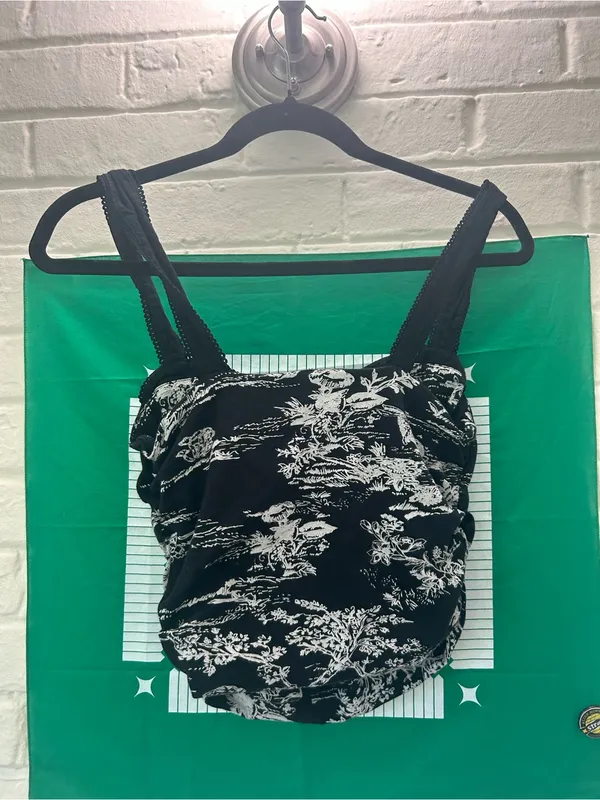 Free People Black & White Toile Print Corset Top Size S - Image 2