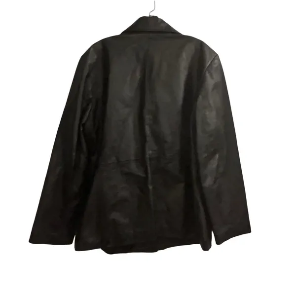 M Julian Black Genuine Leather‎ Blazer Jacket Women's XL Button V - Image 2