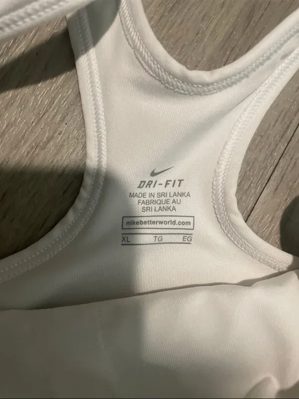Nike White Sports Bra with Black Elastic Band - Image 2