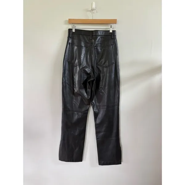 Abercrombie & Fitch The 90s Straight Ultra High Rise Black Leather Pants Size 29 - Image 3