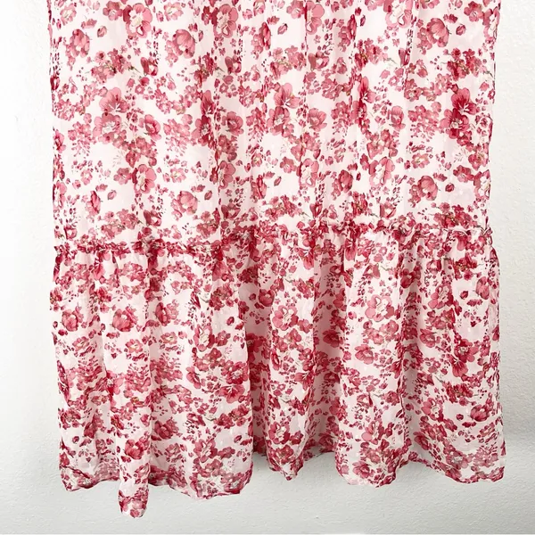 LULUS Sweetly Blooming Ivory Floral Lined Tiered Maxi Skirt Medium Boho Casual - Image 7