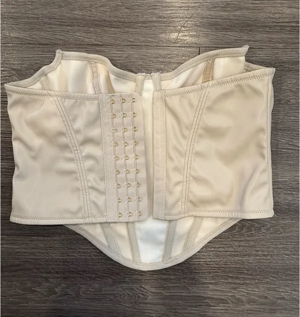 Urban Outfitters Faux Leather Beiege Corset Top Size S - Image 2