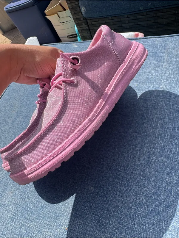 Hey Dude Pink Glitter Women's Sneakers - Image 3