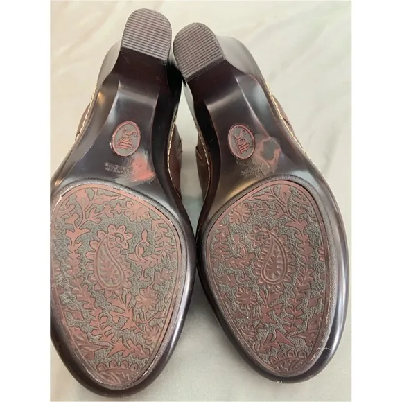 Womens Sofft Balance‎ Brown Leather Slip-On Clogs with Tan Interior - Image 7