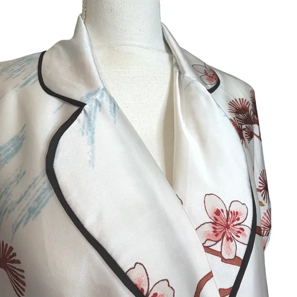 Forever 21 Kimono Duster Robe Satin Multicolor‎ Japanese Scenic Print Long S - Image 4