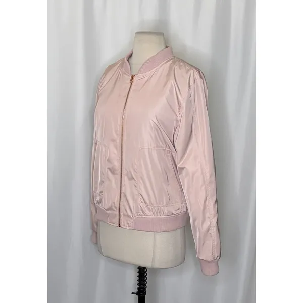 Anthropologie HEI HEI Journey Bomber Jacket Solid Light Pink Sporty Medium - Image 6