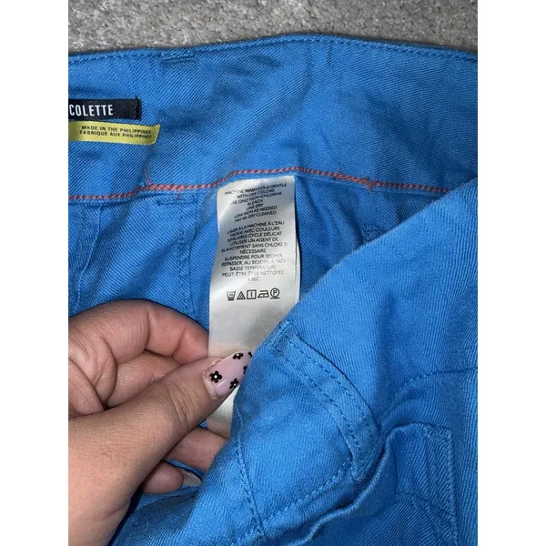 maeve colette pants 27 cropped wide leg pants Blue Linen Blend Patch Pockets - Image 5