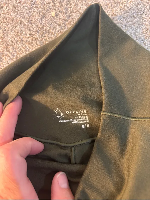 Aerie Offline Real Me 7/8 Legging Hi Rise Stretchy Soft Comfy Size Medium Olive - Image 5