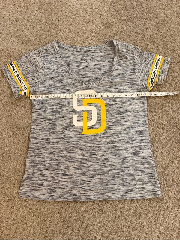 5th & Ocean New Era San Diego Padres Womens V-Neck Tee Shirt 2XL Heather Gray - Image 7