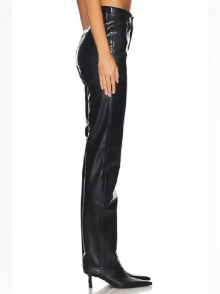 Agolde 90’s Pinch Waist Recylced Leather Blend High Rise Lined Black Detox Pants - Image 3