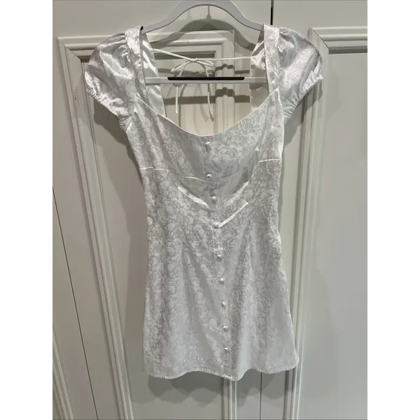 Princess Polly New White Tyra Mini Dress Satin Cottagecore Peasant Bridal - Image 2