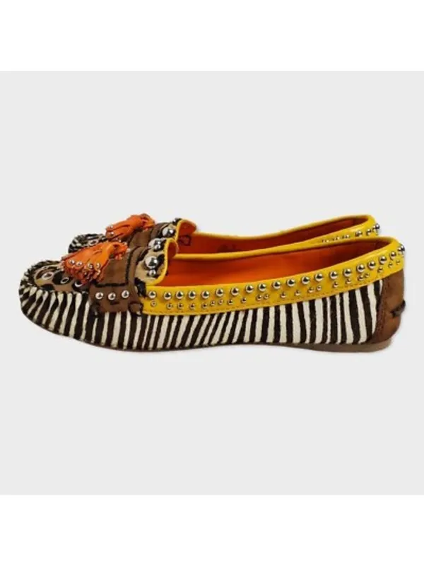 Sam Edelman Aurora Leather Zebra Animal Print Cow Hair Tassel Loafers Sz 7.5M - Image 3