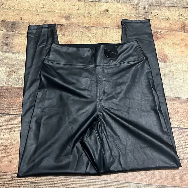 Offline by Aerie NEW Women's Black Faux Leather Pull-On Leggings Sz L Moto Biker - Image 2