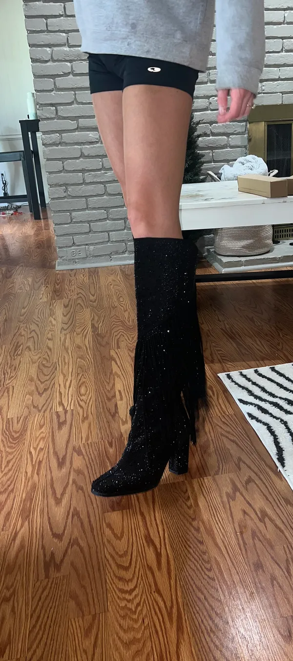 Fringe Tall Bedazzled Boots - Image 5