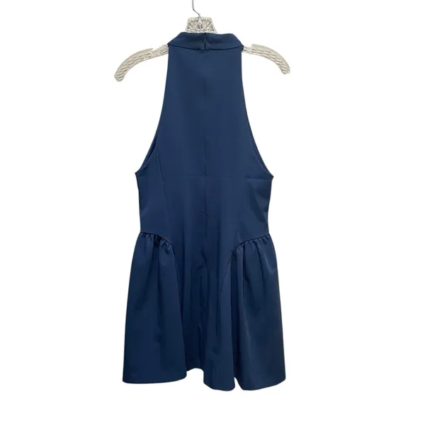 Zara Halter Mini Dress Navy Womens Size Large Sleeveless High Neck - Image 6