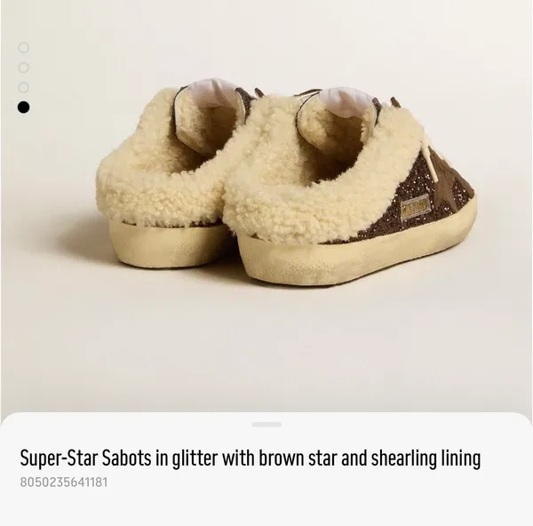 Golden Goose Super-Star Sabots in glitter with brown star and shearling lining - Image 2