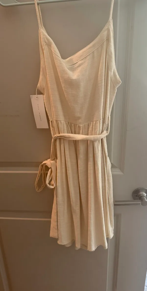 Cream Button Dress Tan Size M - Image 3